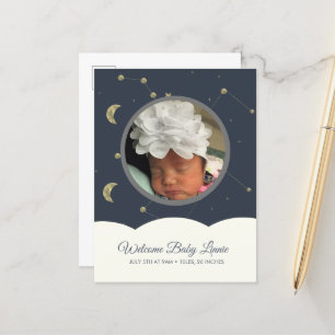 Carte Postale Faire-part Cloud Constellation Faux Gold Baby Blue