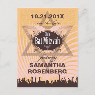 Carte Postale Faire-part Club Bat Mitzvah Enregistrer la date
