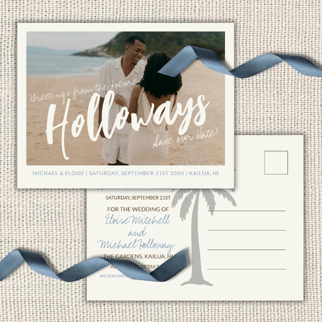 Carte Postale Faire-part Coastal Destination Wedding Photo Save the Date  (Coastal Destination Wedding Photo Save the Date Announcement Postcard)
