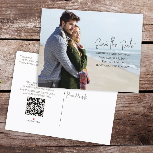 Carte Postale Faire-part Code QR de mariage photo de date de sauvegarde de  (Créateur téléchargé)