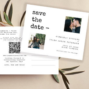 Carte Postale Faire-part Code QR photo mariage moderne enregistrer la date