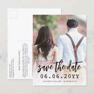 Carte Postale Faire-part Code QR Photo Script Remarque Moderne Économisez L