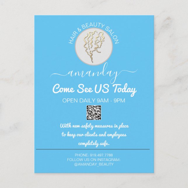 Carte Postale Faire-part Codes QR du logo promotionnel Be Safe Coiffeur  (Devant)