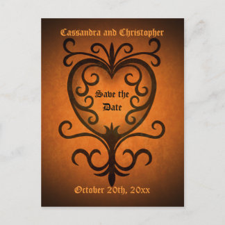 Carte Postale Faire-part Coeur d'automne enregistrer la date