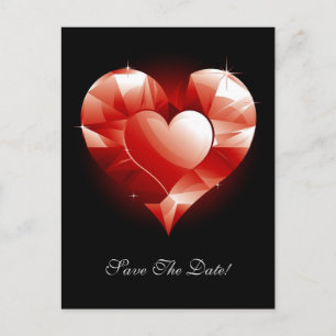 Carte Postale Faire-part Cœur de rubis rouge
