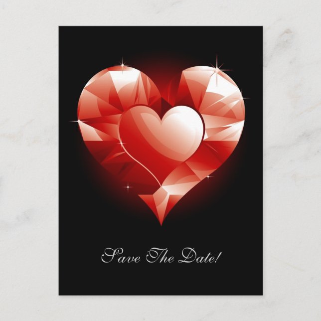 Carte Postale Faire-part Cœur de rubis rouge (Devant)