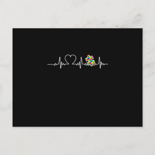 Carte Postale Faire-part Coeur Puzzle pièce Heart beat Cool Sensibilisation