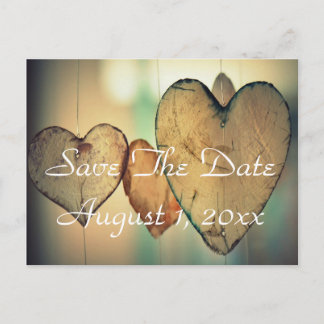 Carte Postale Faire-part Cœurs Bokeh Enregistrez la Date