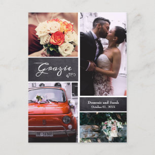 Carte Postale Faire-part Collage de photos à la craie Mariage rustique "Gra