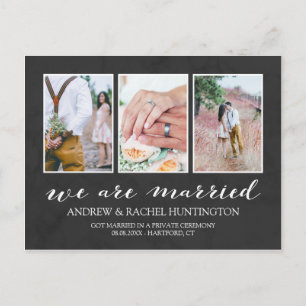 Carte Postale Faire-part Collage de photos de Mariage de charbon de bois