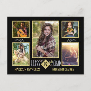Carte Postale Faire-part Collage de photos de remise de diplôme au lycée et