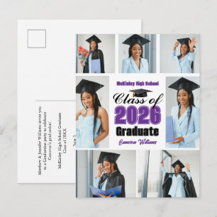 Carte Postale Faire-part Collage de photos de remise de diplômes de la prom