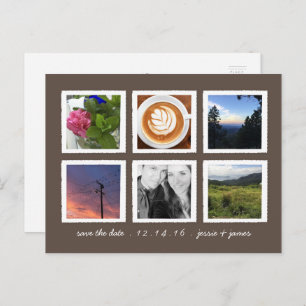 Carte Postale Faire-part Collage de photos enregistrer la date