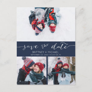 Carte Postale Faire-part Collage de photos manuscrit Enregistrer la date Ma