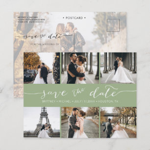 Carte Postale Faire-part Collage de photos moderne pour annoncer la date de