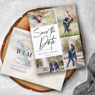 Carte Postale Faire-part Collage D'Image Lettré À La Main Enregistrer La Da