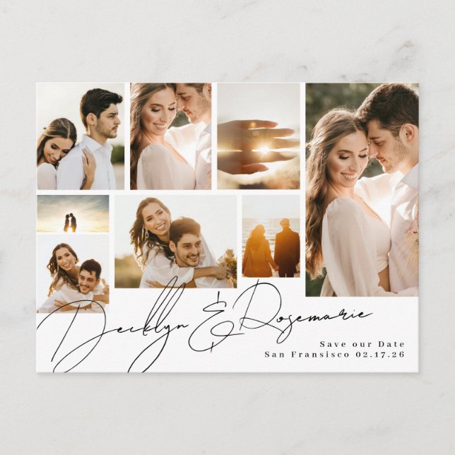 Carte Postale Faire-part Collage personnalisable multi-photo save the date (Devant)