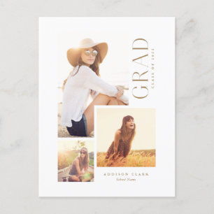 Carte Postale Faire-part Collage photo de type 3 moderne en or