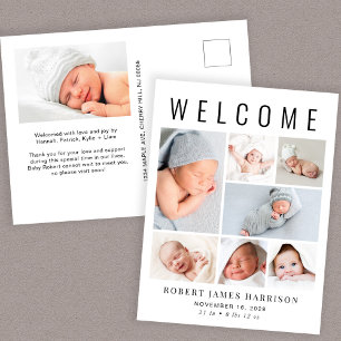 Carte Postale Faire-part Collage photo moderne naissance
