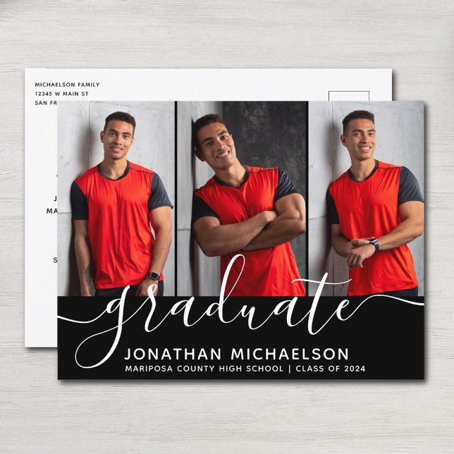 Carte Postale Faire-part Collage Photo Moderne Promotion de (Modern Photo Collage Graduation Class of Announcement Postcard)