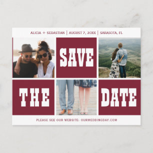 Carte Postale Faire-part Collage photo typographie moderne date de mariage 