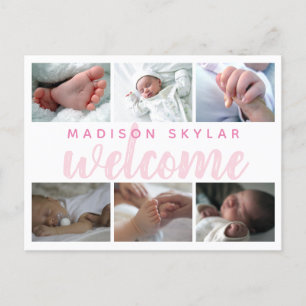 Carte Postale Faire-part Collage rose de photo de l'accueil 6 de