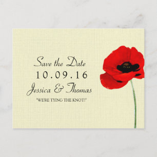 Carte Postale Faire-part Collection de mariage floral Pavots Aquarelle Roug