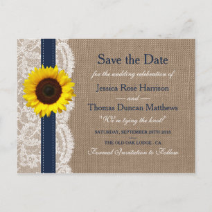 Carte Postale Faire-part Collection de Mariages de tournesol rustique - Mar