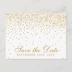 Carte Postale Faire-part Collection Vintage de Mariage Glam Gold Confetti