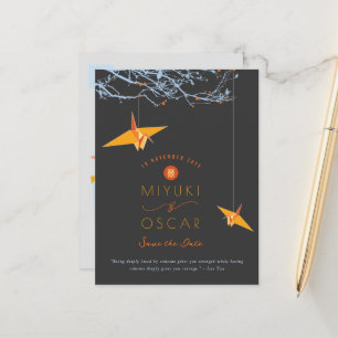 Carte Postale Faire-part Coller Les Grues Papier Orange Origami Enregistrer