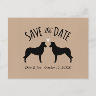 Carte Postale Faire-part Collie lisse Silhouettes Mariage Enregistrer la da