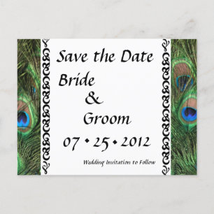 Carte Postale Faire-part Colorful Peacock Eyes Mariage Enregistrer la date