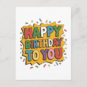Carte Postale Faire-part Comic Burst Joyeux Anniversaire