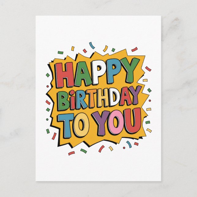 Carte Postale Faire-part Comic Burst Joyeux Anniversaire (Devant)