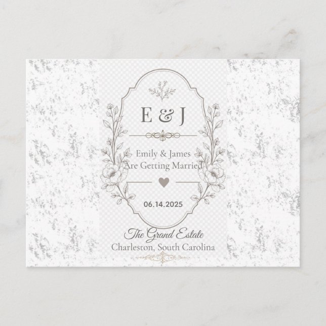 Carte Postale Faire-part Conception de célébration de mariage romantique de (Devant)