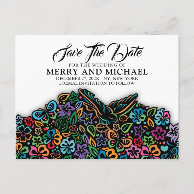 Carte Postale Faire-part Conception de couleur élégante de la vie (Devant)