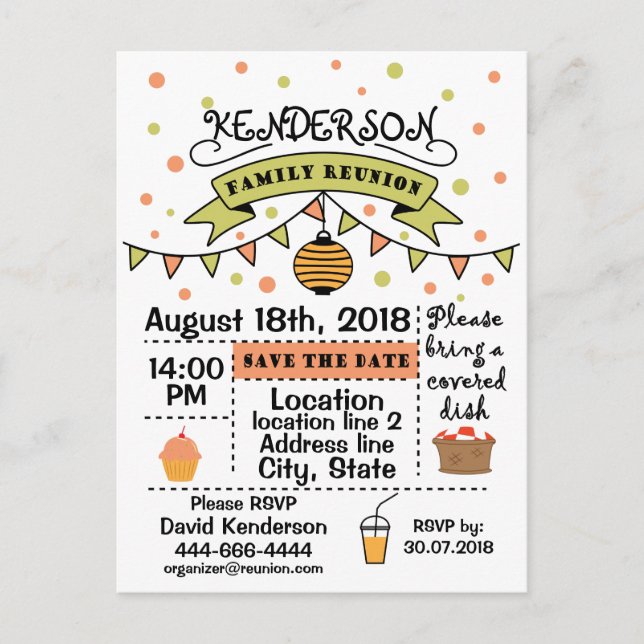 Carte Postale Faire-part Conception de réunion de famille (Devant)