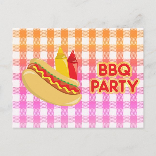 Carte Postale Faire-part Condiments pour hot-dog de fête BBQ (Devant)