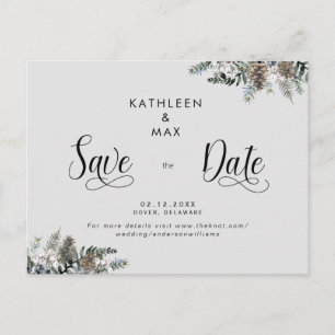 Carte Postale Faire-part Cônes de pin simples pour mariage, save the date