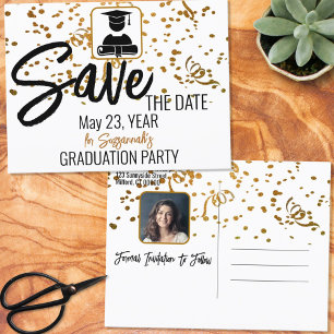 Carte Postale Faire-part Confetti Top Custom Photo Graduation Enregistrer L