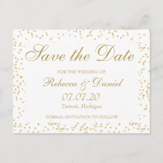 Carte Postale Faire-part Confettis de poussière d'or Save the Date