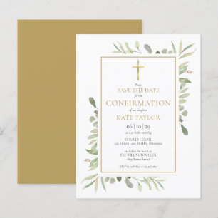 Carte Postale Faire-part Confirmation Fleurie de Verdure Enregistrer la Dat