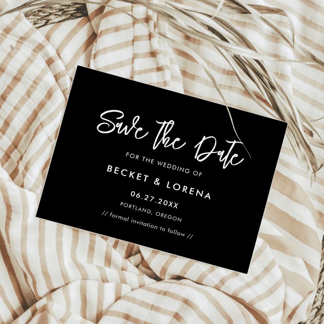 Carte Postale Faire-part Contemporain moderne noir Enregistrer la date (Créateur téléchargé)