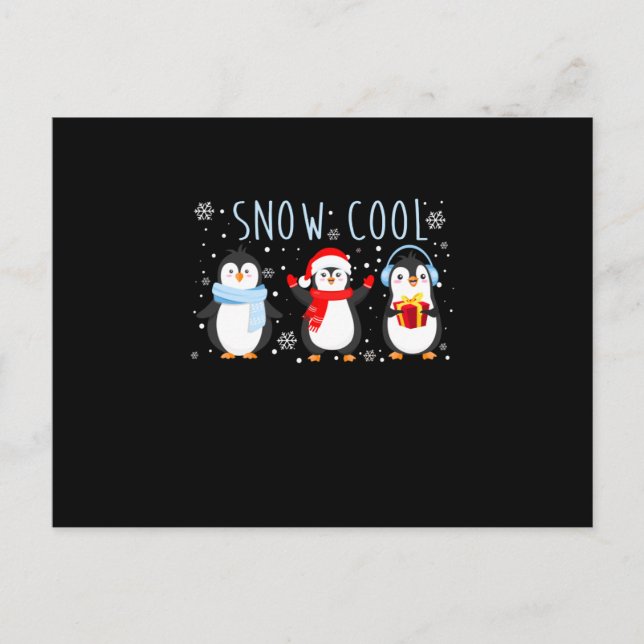 Carte Postale Faire-part Cool de neige mignonne Penguin Noël d'hiver (Devant)
