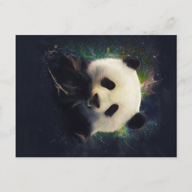 Carte Postale Faire-part Cool Panda | Ours en bambou | Cadeau de couleur (Devant)