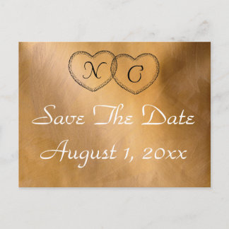 Carte Postale Faire-part Copper Hearts Enregistrez la Date