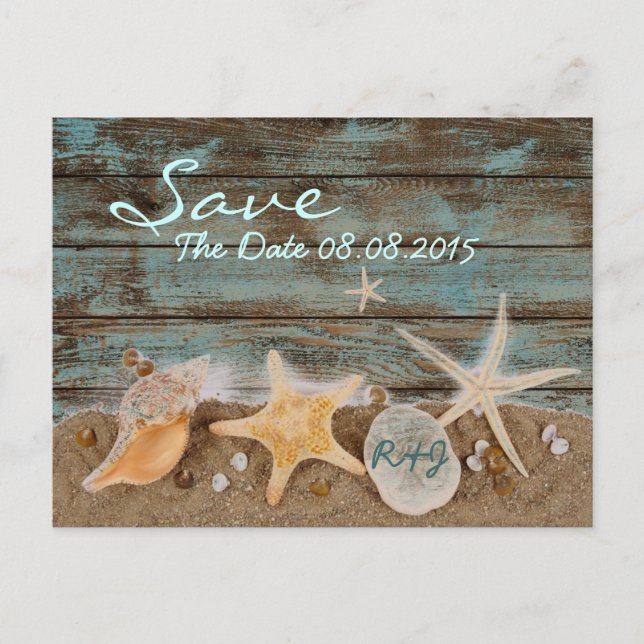 Carte Postale Faire-part coquillages océaniques élégants plage enregistrer  (Devant)