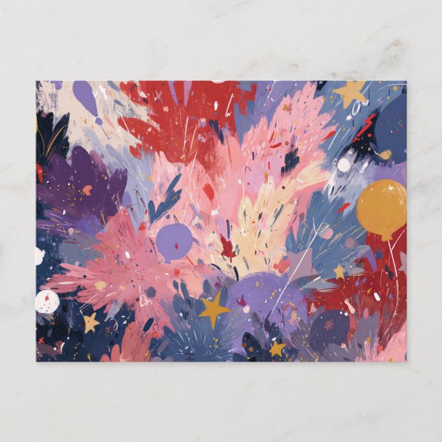 Carte Postale Faire-part Cosmic Party Abstract Explosion (Devant)