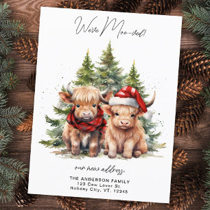 Carte Postale Faire-part Cosy Highland Cow Nouvelle Adresse Ferme Vacances