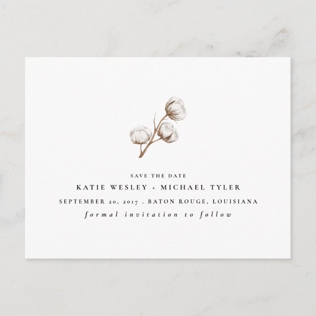 Carte Postale Faire-part Coton rustique (Devant)